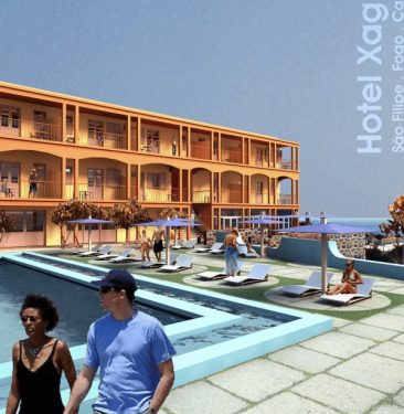 Perspectiva do projeto do hotel Xaguate em Cabo Verde